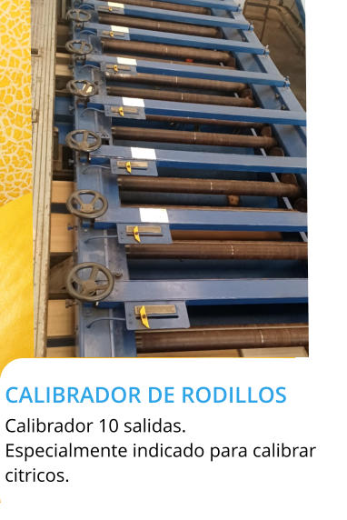 CALIBRADOR DE RODILLOS  Calibrador 10 salidas. Especialmente indicado para calibrar citricos.